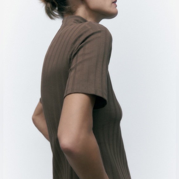 ZARA RIBBED MOCK-NECK DRESS - Picture 8 of 8